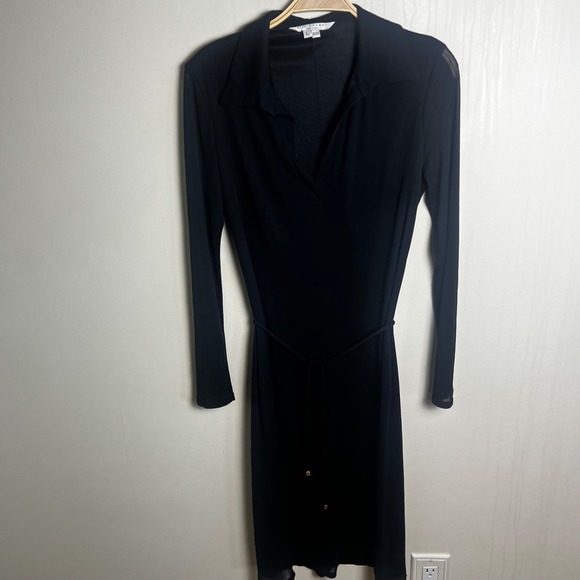 Vintage Y2k Black Sheer Mesh Long Sleeve Dress Pockets Whimsigoth L Petite - Picture 2 of 9